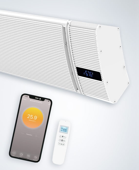 ByeCold infrarood heater met afsctandsbediening en wifi voor temperatuur regeling